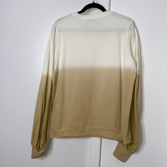 DOROTHEE SCHMACHER OMBRE COLOR BLOCK PUFF SLEEVE TOP, size 5 (XL) - Picture 3 of 10